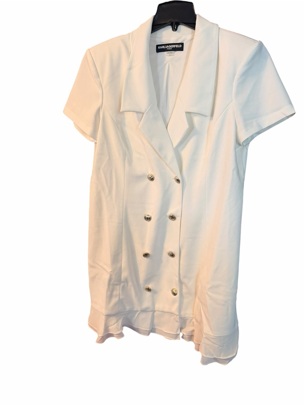 Karl Lagerfeld White Double-Breasted Short Sleeve Dress